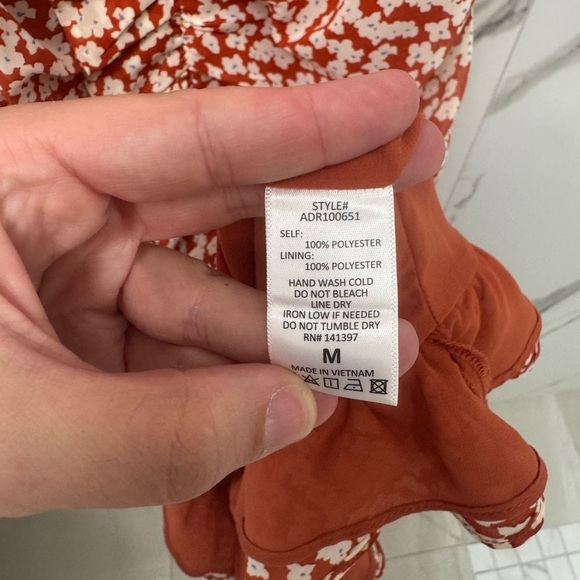 ASTR The Lable Burnt Orange Floral Ruffle Mini Dress - Picture 6 of 6